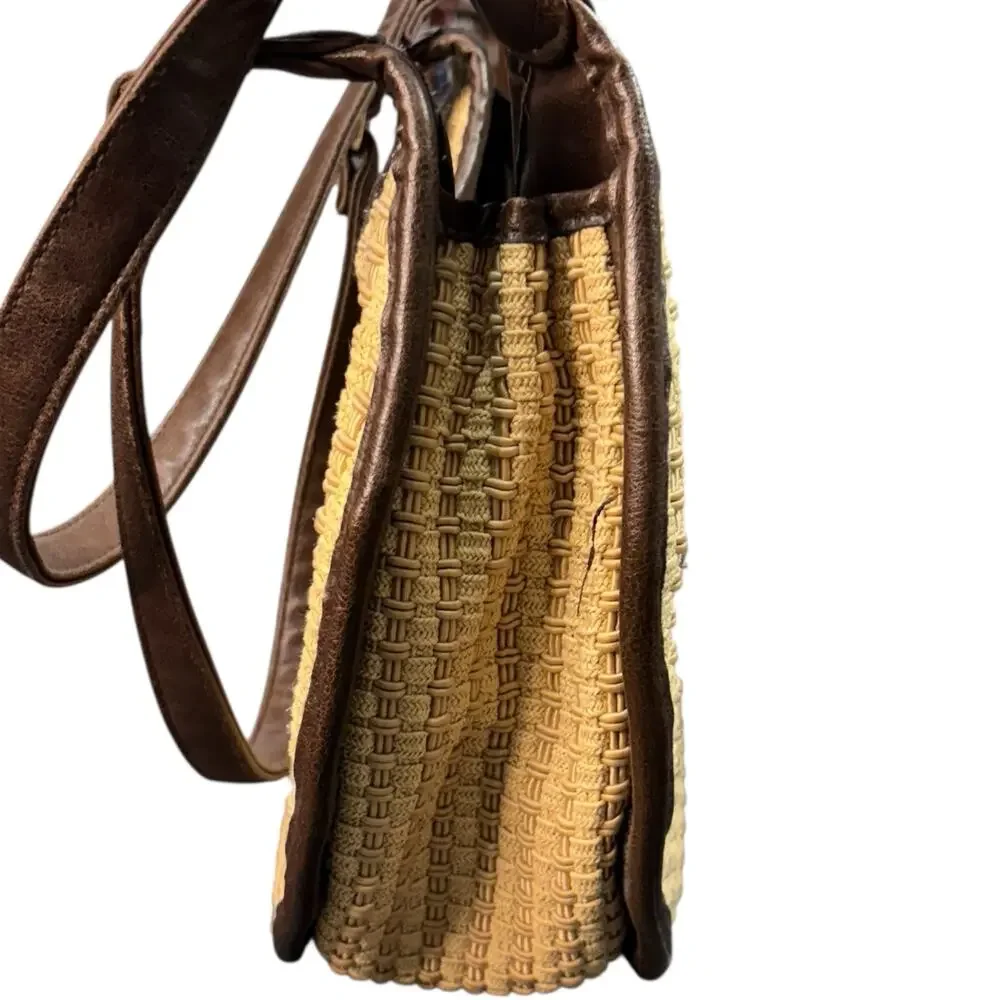 The Sak Tan Woven Crossbody Bag with Dark Brown Trim - Picture 6 of 12